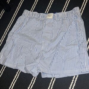 American Eagle Light Blue and White Striped Boxer Shorts